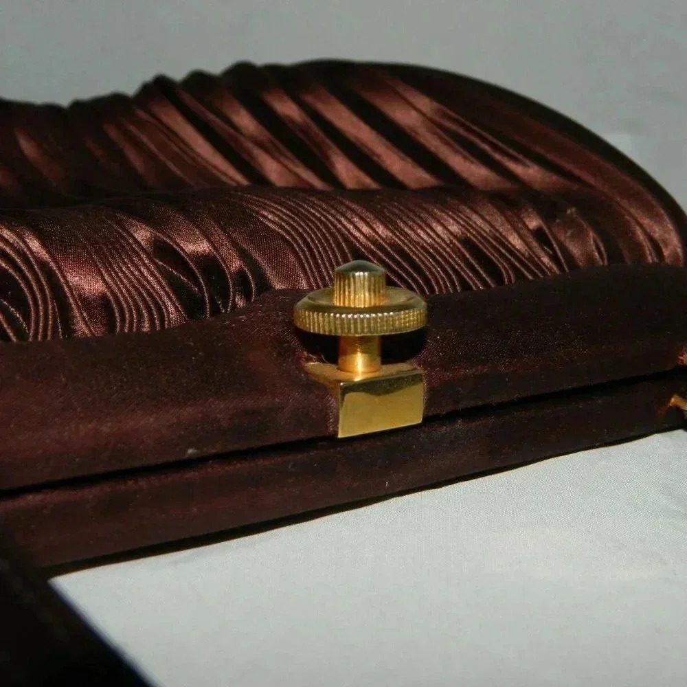 JOSEF Italian Made Brown Sateen Crepe Handbag - Picture 3 of 6